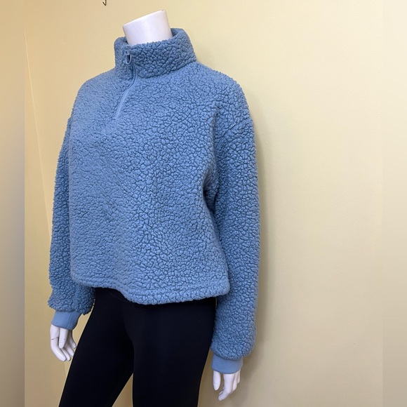 Dusty Blue Faux Shearling Sweater - Picture 5 of 7